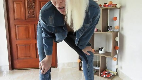 Blonde Teen MissAnja_FH Squirts and Pees in Her Jeans - Wet Solo Fingering - veryfreeporn.com - Britain on v0d.com