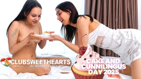 Lesbian Teens Ashly Rabbit and Emma Pikiner Eat Pussy and Cake Messy Orgasms - veryfreeporn.com on v0d.com