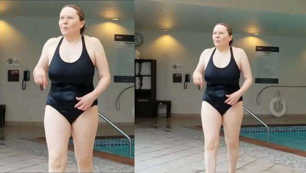 Hot Granny Marierocks Shows Off Her Curvy Body in Black Swimsuit at 66 - porntry.com on v0d.com