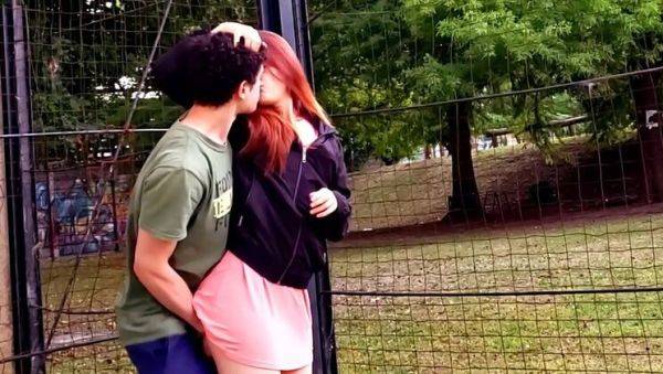 Redhead Schoolmate Lenarica Gives Deepthroat and Rough Sex in the Park - porntry.com on v0d.com