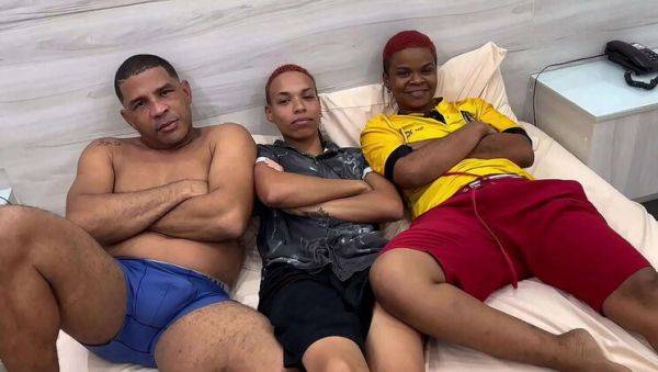 Lesbian Threesome with Leo Ogro: Rough Strap-On Sex & Pussy Eating - porntry.com - Brazil on v0d.com