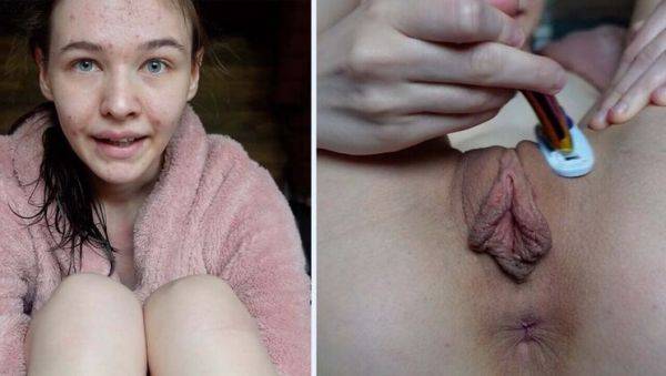 Skinny Teen Emmi-Hill Shaves Her Long Labia Pussy in HD - xxxfiles.com - Germany on v0d.com