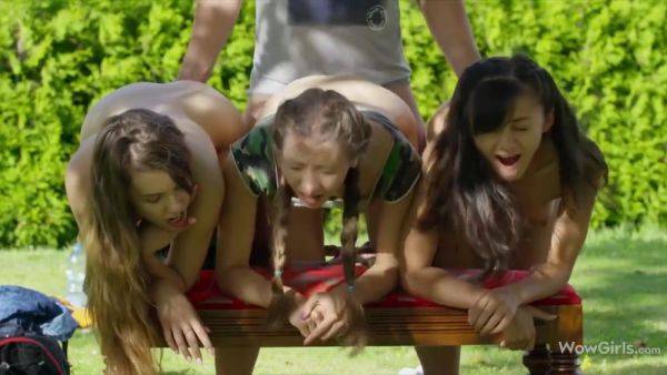 Hottest And In An Incredible Foursome In A Public Park With Elle Rose, Stephanie Moon And Shrima Malati - hotmovs.com on v0d.com