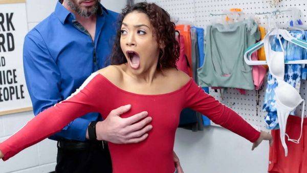 Ebony Teen Sarah Lace Caught Shoplifting and Punished with Rough Anal by Officer Mike Mancini - xxxfiles.com on v0d.com