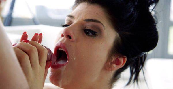 Fine brunette swallows rivers of cum in the end of a great cam fuck - alphaporno.com on v0d.com