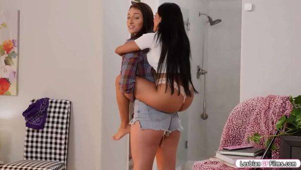 Tall Lesbian Bella Rolland Fucks Petite Asian Ember Snow in Wild 69 Position - xxxfiles.com on v0d.com