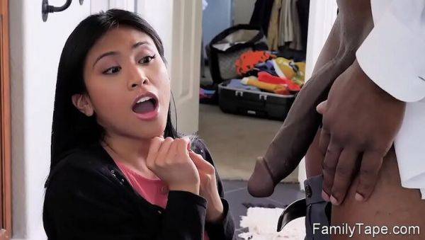 Stepdad's Huge Black Cock Surprises Teen Stepdaughter Ember Snow - veryfreeporn.com on v0d.com