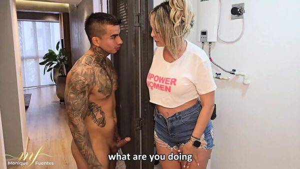 Big Ass Stepmom Monique Fuentes Takes Stepson's Load in Her Tight Pussy - Creampie Doggy Style - veryfreeporn.com - Colombia on v0d.com