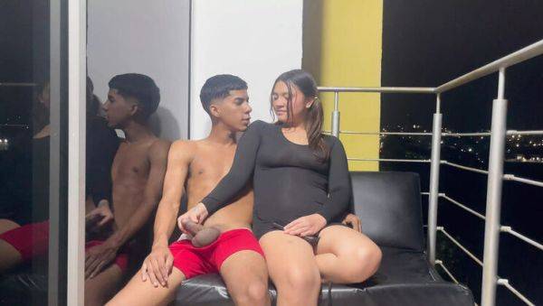 Step Sister Gets Wild on Balcony - Hardcore Outdoor Fuck and Cum Swallow - xxxfiles.com - Venezuela on v0d.com