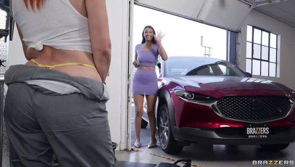 Hot Threesome in Garage - Bella Rolland & Taylor Gunner Get Oiled Up for Scott Nails - porntry.com on v0d.com