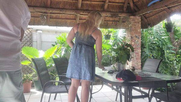 Hot Blonde Neighbor Wife Gets Creampie Fucked on Patio - Homemade Amateur Sex - porntry.com on v0d.com