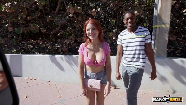 Elise London - Busty Redhead Babe Enjoys Bbc At Bus - videomanysex.com on v0d.com