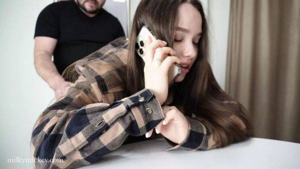 Step Sister Arina Love Fucked Hard While Talking on Phone - Rough Missionary & Cowgirl Action - porntry.com - Russia on v0d.com