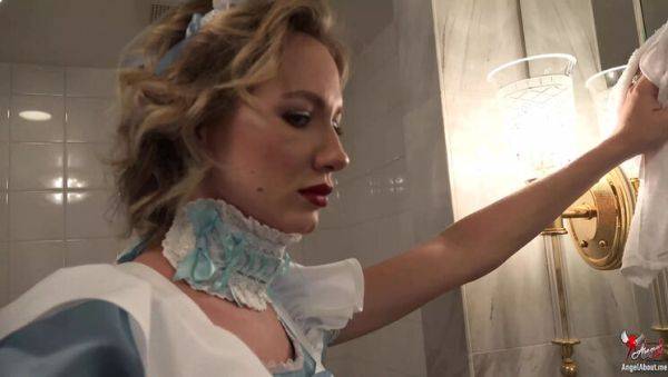 Blonde MILF Angel The Dreamgirl in Black Nylon Stockings Gives a Hot Blowjob and Facial in 4K - porntry.com on v0d.com
