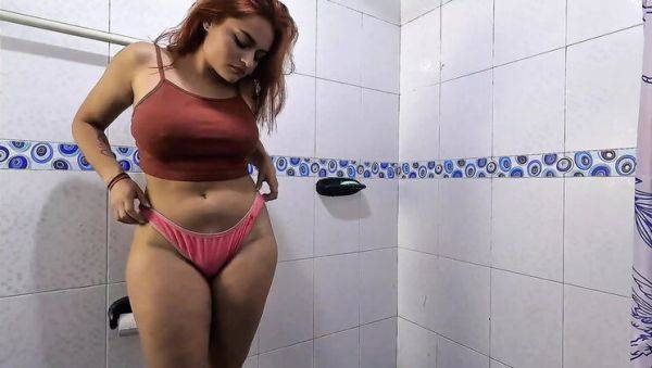 Step Cousin Caught Showering and Begs for Cum - POV Blowjob with Big Ass Colombian Teen - porntry.com - Colombia on v0d.com