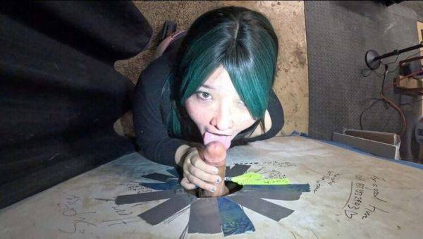 Naughty Asian teen wife cheats at gloryhole - sucks stranger's big load and swallows every drop - xxxfiles.com - Usa on v0d.com