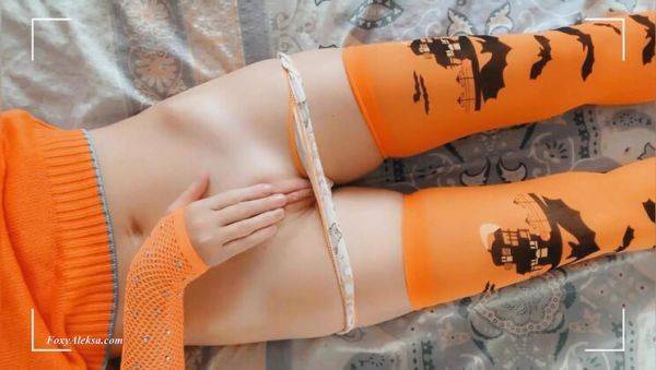 Hot Redhead Teen FoxyAleksa Masturbates in Halloween Costume - Wet Pussy Fingering - porntry.com - Russia on v0d.com