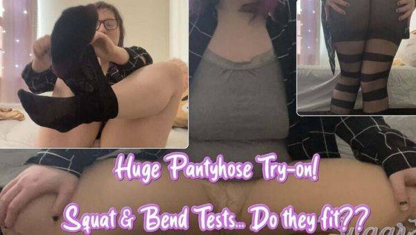 Sexy BBW SugarFlower Tries On Huge Pantyhose Haul - Squatting & Teasing in Glasses - porntry.com - Usa on v0d.com