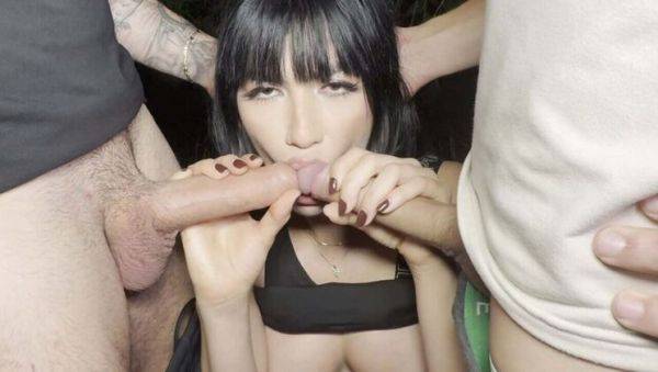 Hot Venezuelan Brunette Yenifer Chacon Takes Two Big Cocks in the Woods - Threesome Fuck - xxxfiles.com - Venezuela - Spain on v0d.com