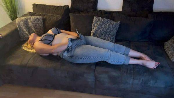 Blonde MILF Masturbates Loudly - Intense Orgasm & Pussy Fingering in Tight Jeans - porntry.com - Germany on v0d.com