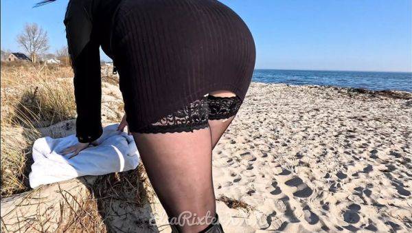 Hot German MILF ElsaRixterXXX Flashes Her Pussy in Mini Skirt No Panties at City Beach - xxxfiles.com - Germany on v0d.com