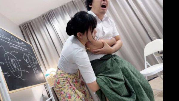 Hot Asian Teacher Mya Mya Can't Focus in Class - Creampie & Hardcore Sex - veryfreeporn.com - Burma on v0d.com
