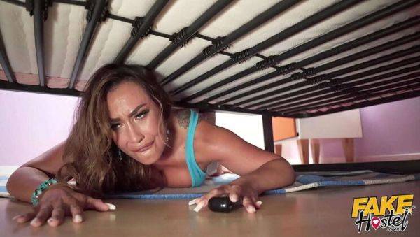 Big Ass Latina MILF Stuck Under Bed and Fucked Hard - Fake Hostel Sex Scene - porntry.com on v0d.com
