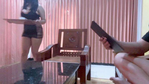 Hot Indonesian Waitress Fucked Hard by Boss in Living Room - Nadalyne Creampie - porntry.com - Indonesia on v0d.com