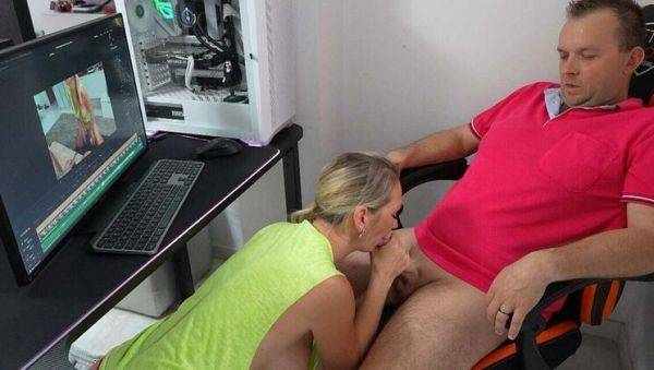 Hot Wife Teases Husband in Home Office - HD 4K Porn with LC Couple - porntry.com on v0d.com