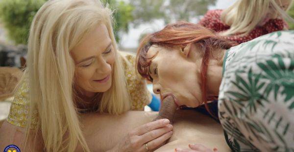 Busty old sluts work cock together in sunny group scenes - alphaporno.com on v0d.com