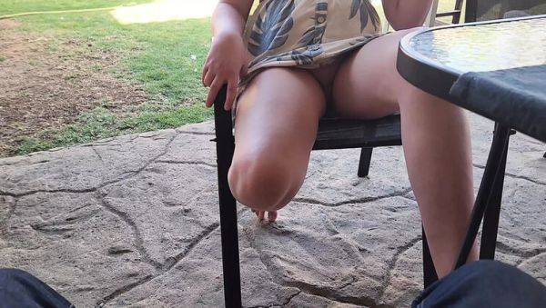 Blonde MILF Flashes Pussy in Public - Amateur Outdoor Sex & Jerk Off - veryfreeporn.com on v0d.com