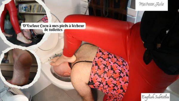 Mistress Julia Humiliates Cuckold Slave - Foot Worship & Toilet Licking Femdom - xxxfiles.com - France on v0d.com