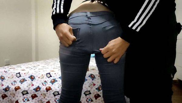 Step Sister Needs Help With Tight Jeans - Petite Latina Brunette Gets Creampie - porntry.com on v0d.com
