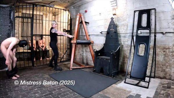Blonde MILF MistressBaton Spanks Slave Romeo in Hardcore BDSM Exercise Punishment - porntry.com on v0d.com
