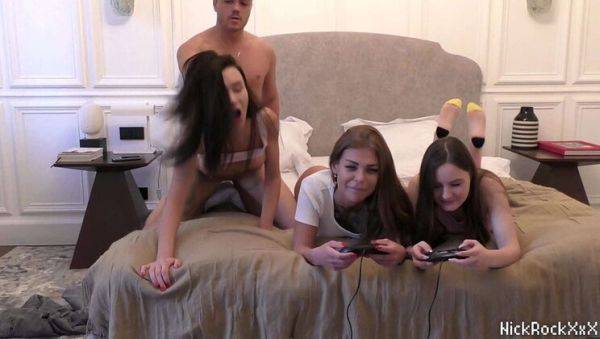 Petite teen trio Katrin Tequila takes big natural cock in wild lesbian threesome - veryfreeporn.com on v0d.com