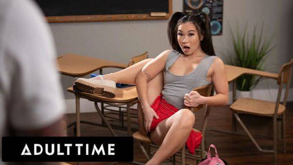 Naughty Student Kimmy Kimm Gets Caught Touching Herself in Class - Teacher Pounds Her on Desk! - porntry.com on v0d.com