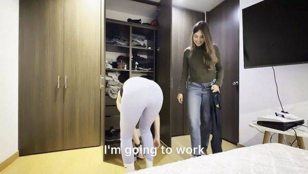 Hot Latina Lesbians in Gym Clothes Arm Wrestle & Ass Grind - xxxfiles.com - Colombia on v0d.com