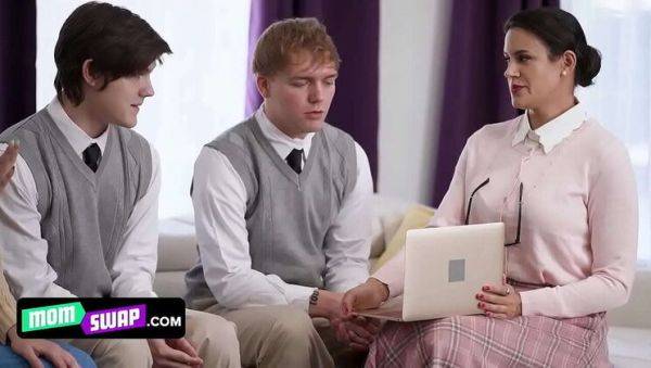 Strict Religious Stepmoms Swap Teens - Penny Barber & Ashley Wolf Teach Naughty Boys A Lesson - porntry.com on v0d.com
