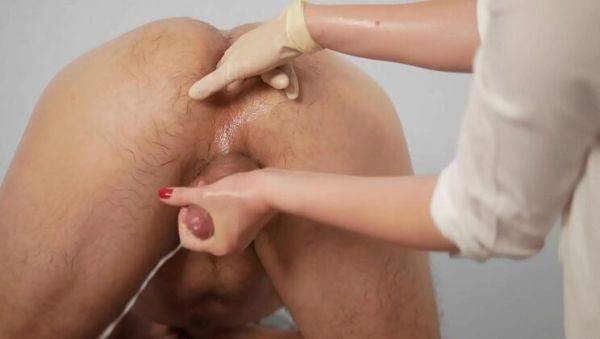 Busty Girl Gives Intense Prostate Massage & Handjob in Massage Room - Big Cock Explodes! - xxxfiles.com on v0d.com
