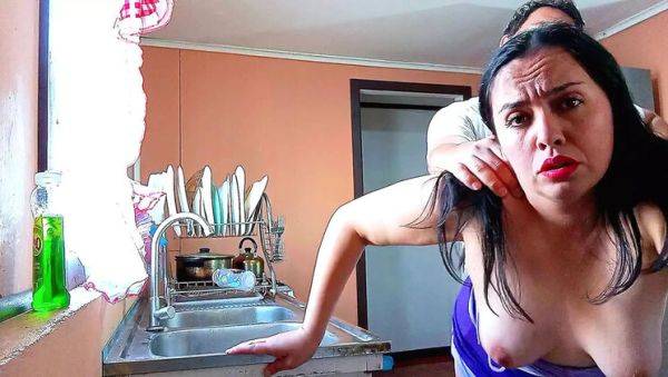 BBW Kelly Mom Fucks Step Son in Kitchen - Topless & Moaning Loudly - porntry.com - Usa on v0d.com