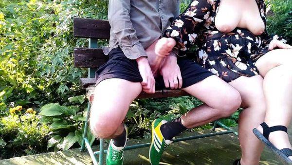 Horny MILF Mom with Big Natural Tits Gives Handjob Outdoor - xxxfiles.com - Ukraine on v0d.com