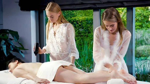 Lesbian Threesome Massage with Tiffany Tatum & Haili Sanders - Pussy Licking & Sex Toy Fun - xxxfiles.com on v0d.com
