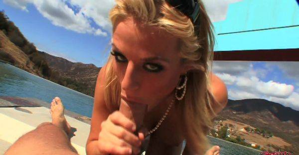 Appealing blonde MILF throats the hungry dick until sperm pops on her face - xbabe.com on v0d.com