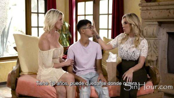 2 Hot MILFs Fight Over Step Son - Kayla Paige & Kit Mercer Threesome Blowjob - porntry.com - Usa on v0d.com