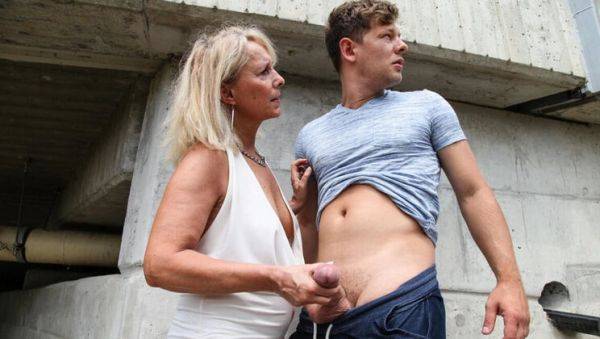 Hot Granny Koko Blond Fucks Young Stud in Outdoor Public Sex - xxxfiles.com on v0d.com