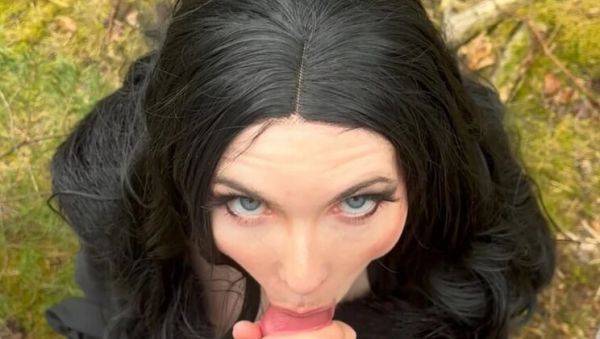 Yennefer & Geralt Wild Forest Fuck - Big Tit BBW Cosplay Blowjob & Creampie - porntry.com - Germany on v0d.com