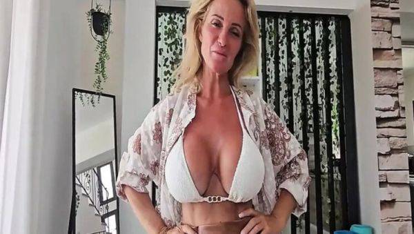 Hot Blonde MILF Candy Samira Gives Rough POV Blowjob & Riding on Fitness Equipment - porntry.com on v0d.com