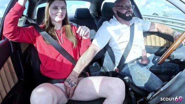 Hot German Teen Redhead Fucks Older Man in Car - Full HD 4K Amateur Sex - porntry.com - Germany on v0d.com