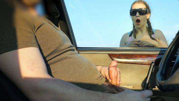 Stranger MILF with Big Natural Tits Catches Me Jerking Off in Car & Sucks My Dick in Public Park - Cum in Mouth Blowjob! - xxxfiles.com on v0d.com