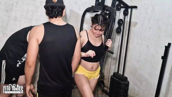 Hot Latina Stepsisters Candy Crush & Candy Kush Share Gym Trainer's Big Cock - Threesome Blowjob & Riding - xxxfiles.com - Brazil on v0d.com